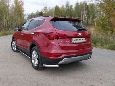 Защита задняя уголки 60 мм ТСС для Hyundai Santa Fe 2015-2018