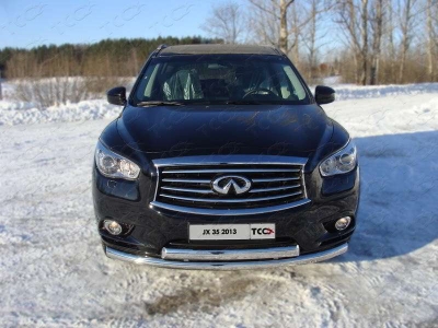 Защита передняя двойная 76-75 мм ТСС для Infiniti JX35/QX60 2012-2016