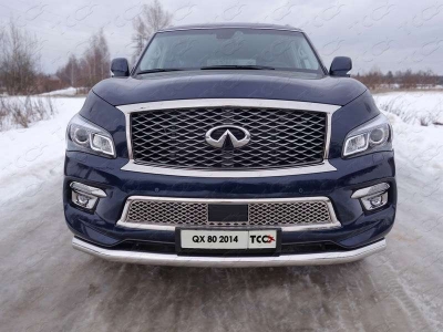 Защита переднего бампера 76 мм ТСС для Infiniti QX80 2014-2018