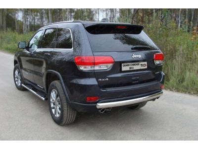 Защита заднего бампера овальная 75-42 мм ТСС для Jeep Grand Cherokee 2013-2021