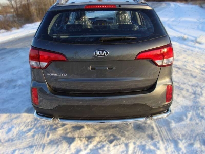 Защита заднего бампера уголки 60 мм ТСС для Kia Sorento 2012-2020