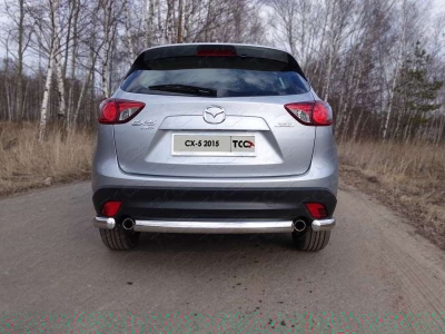 Защита заднего бампера уголки 75х42 мм ТСС для Mazda CX-5 2015-2021