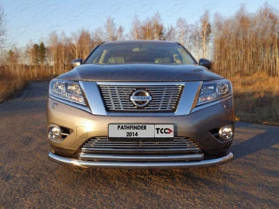 Накладка решётки радиатора нижняя 12 мм ТСС для Nissan Pathfinder 2014-2021