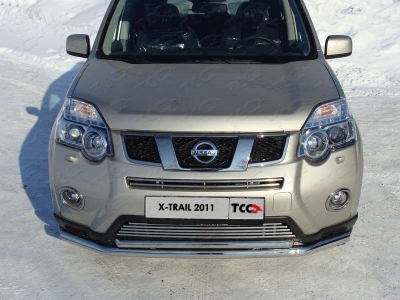 Накладка решётки радиатора верхняя 12 мм ТСС для Nissan X-Trail 2011-2015