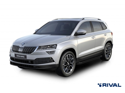 Порог-площадка "Black" F180ALB + комплект крепежа для Skoda Karoq 2020-н.в., Volkswagen Taos 2021-н.в.