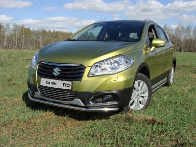 Защита переднего бампера 42 мм ТСС для Suzuki SX4 New 2013-2021