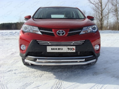 Защита передняя двойная 60-42 мм ТСС для Toyota RAV4 2013-2015