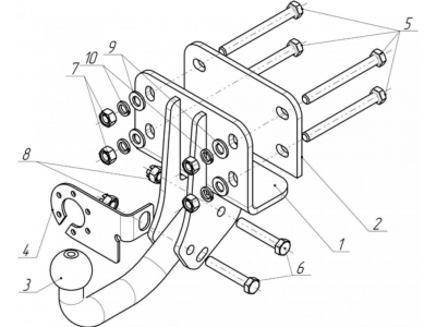 Фаркоп Avtos для Toyota Hilux 2011-2015