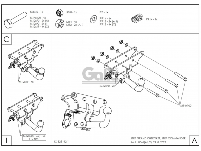 Фаркоп оцинкованный Galia шар C съемный для Jeep Commander/Grand Cherokee 2004-2010