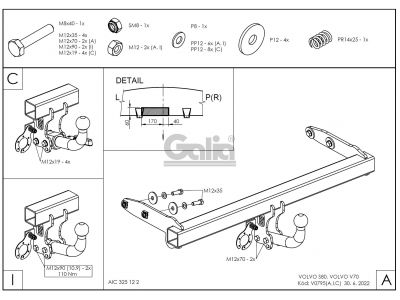 Фаркоп оцинкованный Galia шар A для Volvo S80/V70 2006-2013
