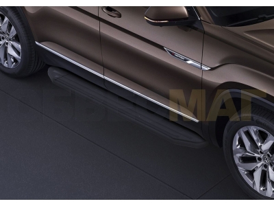 Пороги алюминиевые Rival Black для Volkswagen Teramont 2018-2021