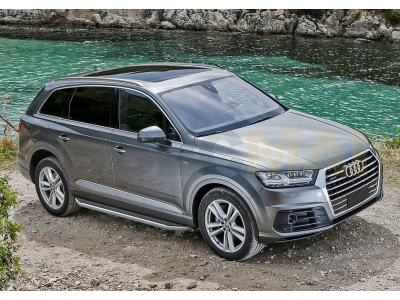 Пороги алюминиевые Rival Premium для Audi Q7 2015-2021