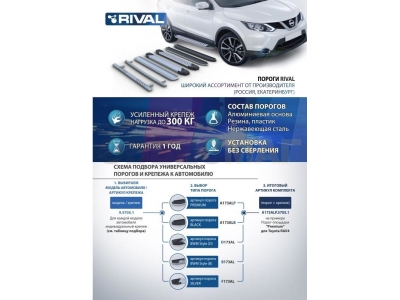 Пороги алюминиевые Rival BMW-Style для Honda Pilot 2016-2021