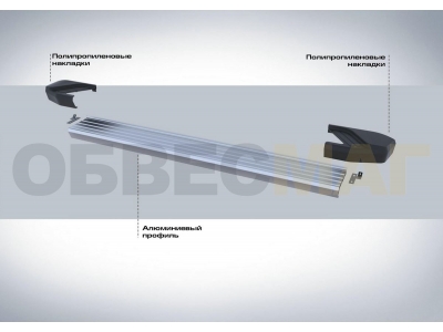 Пороги алюминиевые Rival Silver New для Honda Pilot 2016-2021