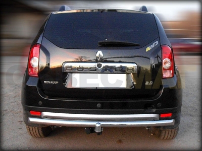 Защита заднего бампера 60 мм под фаркоп Baltex для Renault Duster 2011-2015