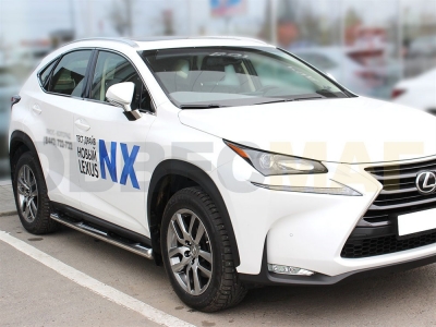 Пороги труба с накладками 76 мм Технотек для Lexus NX200/300h 2014-2017