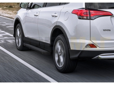 Пороги алюминиевые Rival Black для Toyota RAV4 2013-2019