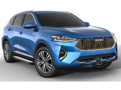 Пороги алюминиевые Rival Silver для Haval F7/F7x 2019-2021