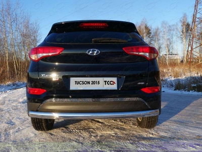 Защита заднего бампера овальная 75х42 мм ТСС для Hyundai Tucson 2015-2018