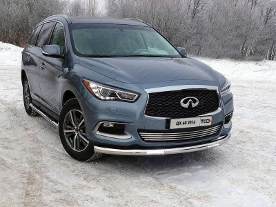 Защита переднего бампера с ДХО 76 мм ТСС для Infiniti QX60 2016-2021