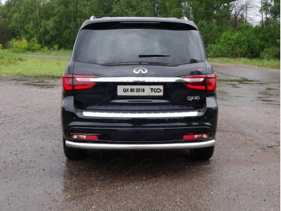 Защита заднего бампера 76 мм ТСС для Infiniti QX80 2018-2021