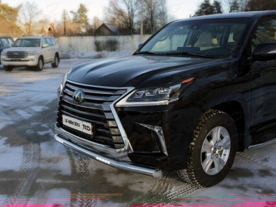 Защита переднего бампера с ДХО 76 мм ТСС для Lexus LX-570/450d 2015-2021