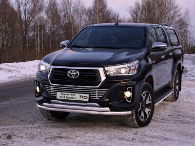 Защита передняя двойная 60-60 мм ТСС для Toyota Hilux Exclusive 2018-2021