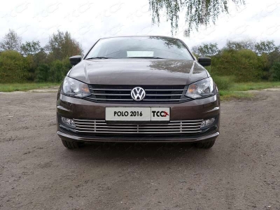 Накладка решётки радиатора нижняя 12 мм ТСС для Volkswagen Polo 2015-2020