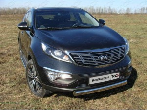 Защита передняя овальная короткая 75-42 мм для Kia Sportage № KIASPORT14-03