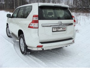 Защита заднего бампера овальная 75х42 мм для Toyota Land Cruiser 150 № TOYLC15013-12