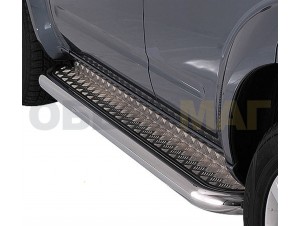 Пороги с площадкой алюминиевый лист 76 мм для Double Cab для Toyota Tundra № TTU_2.3