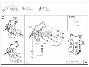ТСУ Фаркоп оцинкованный Galia шар C съемный для Toyota Land Cruiser Prado 120/150/Lexus GX460/470 № T065C