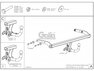 Фаркоп Galia шар А оцинкованный, условно-съемное крепление для Toyota C-HR № T073A