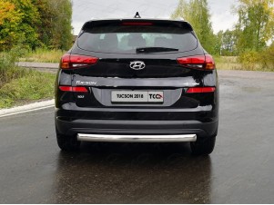 Защита заднего бампера овальная 72х42 мм для Hyundai Tucson № HYUNTUC18-35