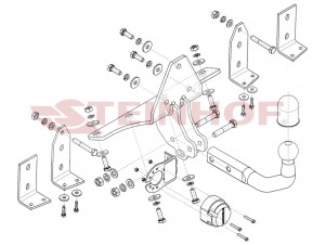 Фаркоп для Saab 9-5 седан 1997-2011, Saab 9-5 универсал 1999-2011 условно-съемное крепление шара №S-018