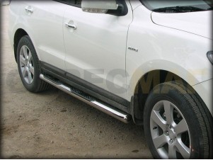Пороги труба с накладками 76 мм для Hyundai Santa Fe № HSF10 4