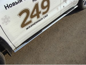 Пороги труба овальная с накладками 120х60 мм для Toyota Highlander № TOYHIGHL14-13