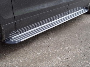 Пороги алюминиевые Slim Line Silver для Hyundai H-1 Starex № HYUNH118-11S