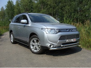 Защита передняя двойная 60-50 мм для Mitsubishi Outlander № MITOUT12-08