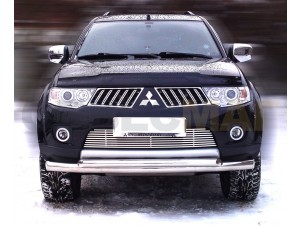 Защита передняя двойная 76-60 мм для Mitsubishi Pajero Sport № MPS08_1