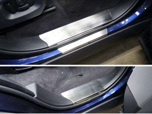 Накладки на пластиковые пороги шлифованный лист для Range Rover Sport № LRRRSP15-02