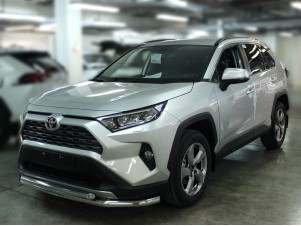 Защита переднего бампера двойная d-60+53 с четырьмя загибами для Toyota RAV-4 2019 – н.в. TRN19_1.2
