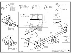 ТСУ Фаркоп оцинкованный Galia шар A для Peugeot Boxer/Citroen Jumper/Fiat Ducato № C045A