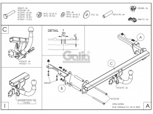 ТСУ Фаркоп оцинкованный Galia шар A для Opel Zafira B № O052A